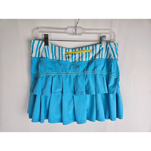 Lululemon Pace Setter Skirt Spry Blue Twin Stripe Size 8 Built-In Shorts Running - Picture 6 of 12